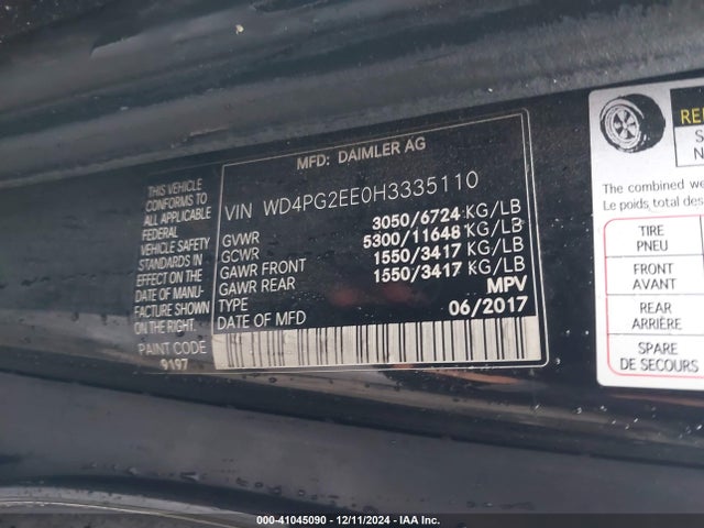 WD4PG2EE0H3335110 Mercedes-Benz Metris