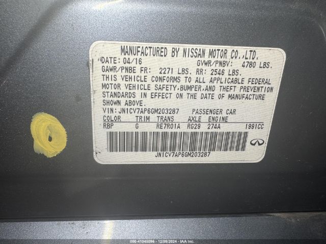 JN1CV7AP6GM203287 Infiniti Q50 2.0t Base/2.0t Premium