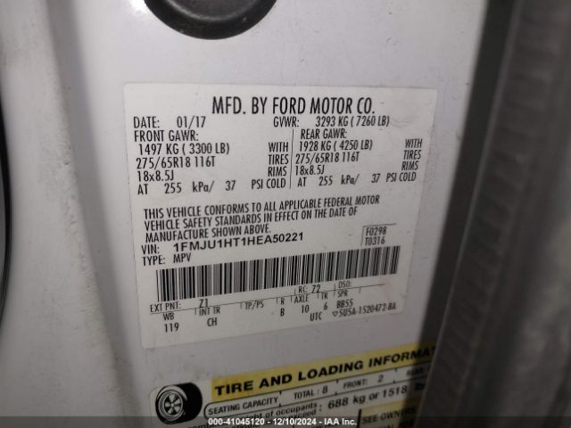 1FMJU1HT1HEA50221 Ford Expedition Xlt