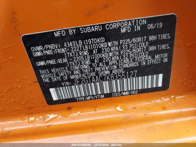 JF2GTAAC7K8355127 Subaru Crosstrek 2.0i
