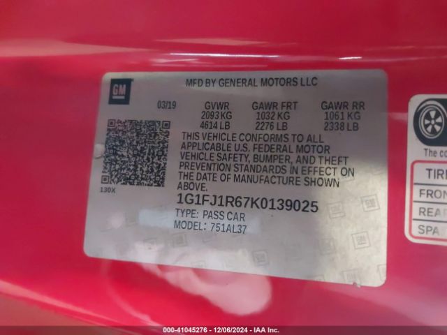 1G1FJ1R67K0139025 Chevrolet CAMARO ZL1