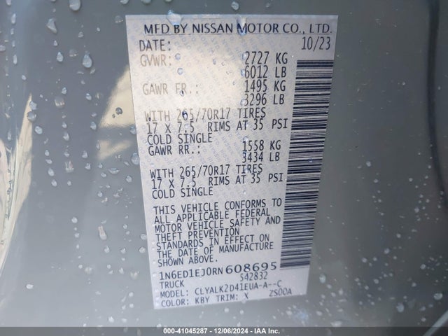 Nissan Frontier Pro-x 4x2 2024 1N6ED1EJ0RN608695 Image 9