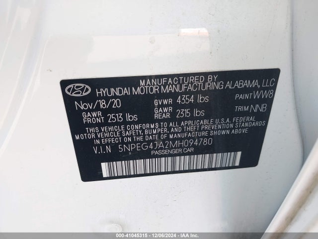 Hyundai SONATA SE 2021 5NPEG4JA2MH094780 Image 9