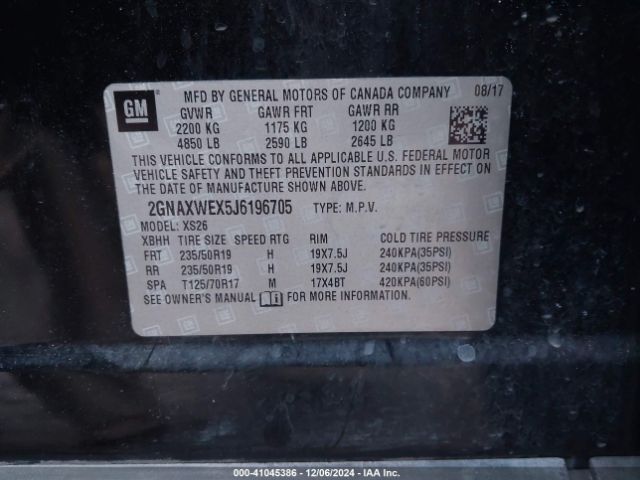 2GNAXWEX5J6196705 Chevrolet Equinox Premier