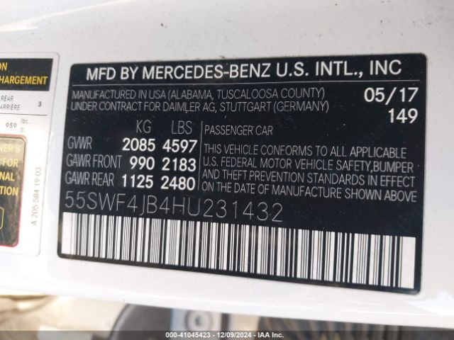 55SWF4JB4HU231432 Mercedes-Benz C 300 Luxury/sport