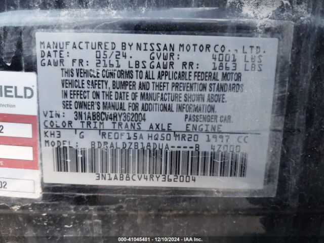 3N1AB8CV4RY362004 Nissan Sentra Sv Xtronic Cvt