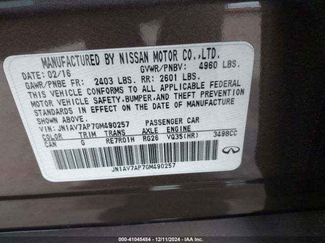 JN1AV7AP7GM490257 Infiniti Q50 HYBRID