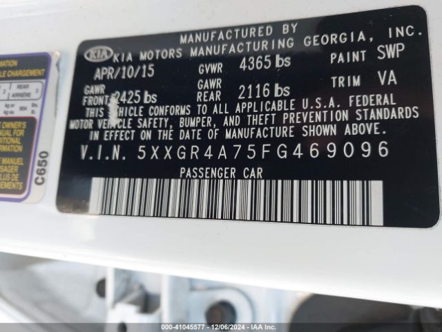 5XXGR4A75FG469096 KIA OPTIMA SX