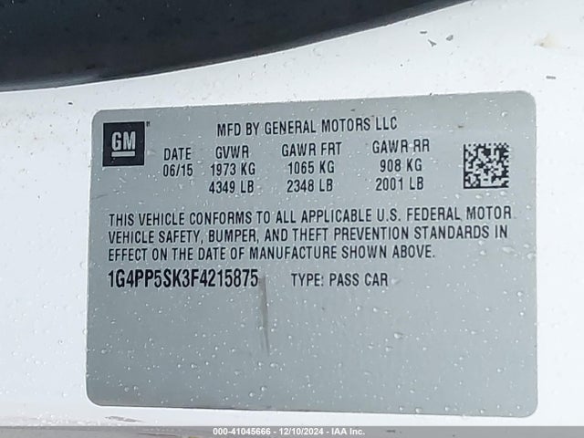 Buick Verano 2015 1G4PP5SK3F4215875 Image 9