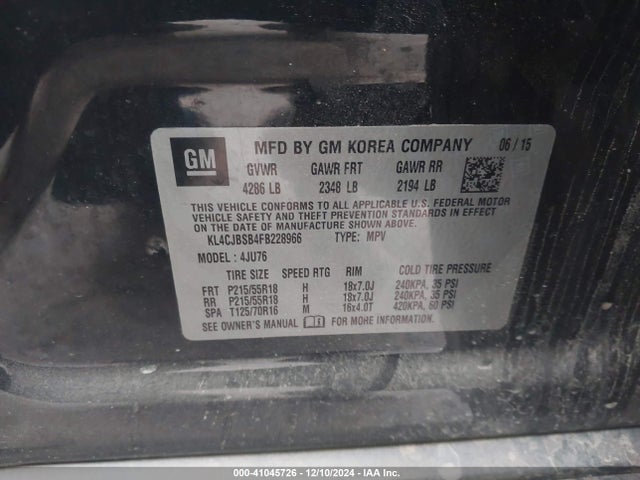 KL4CJBSB4FB228966 Buick Encore Convenience