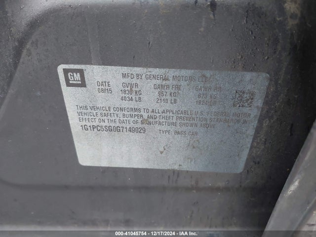 1G1PC5SG0G7149029 Chevrolet Cruze Limited Ls Auto