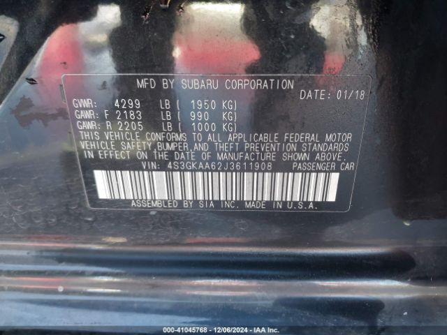 4S3GKAA62J3611908 Subaru Impreza 2.0i