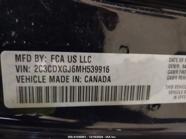 2C3CDXGJ6MH539916 Dodge Charger Scat Pack Rwd