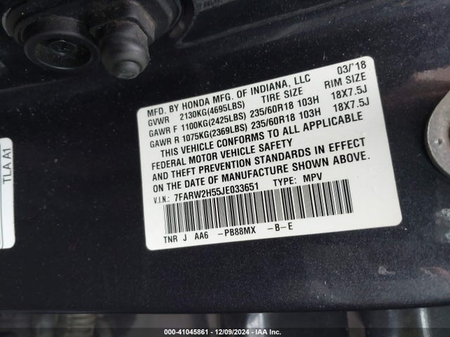 7FARW2H55JE033651 Honda CR-V EX