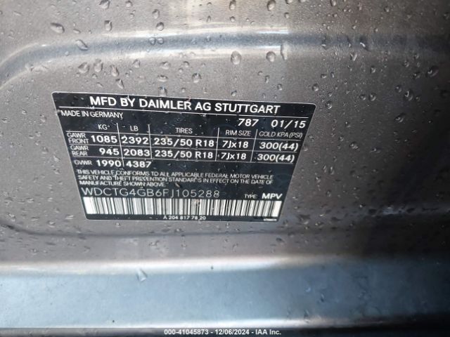 WDCTG4GB6FJ105288 Mercedes-Benz Gla 250 4matic
