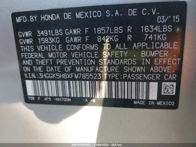 3HGGK5H8XFM785523 Honda Fit Ex/ex-l