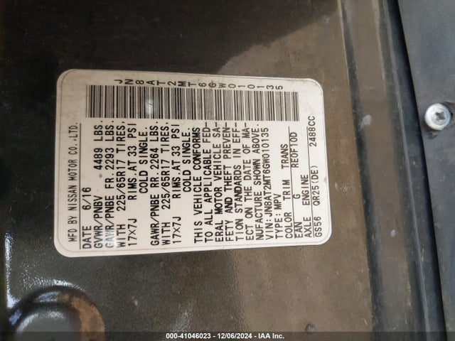 Nissan Rogue S/sl/sv 2016 JN8AT2MT6GW010135 Image 9