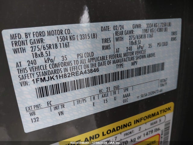 Ford Expedition Xlt Max 2024 1FMJK1H82REA43846 Image 9