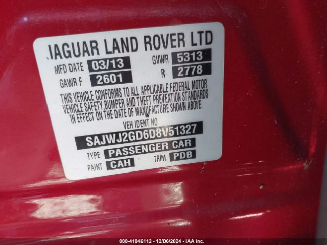 2013 JAGUAR XJ SAJWJ2GD6D8V51327 Photo 8
