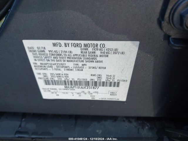 MAJ6P1UL6JC231877 Ford Ecosport Se