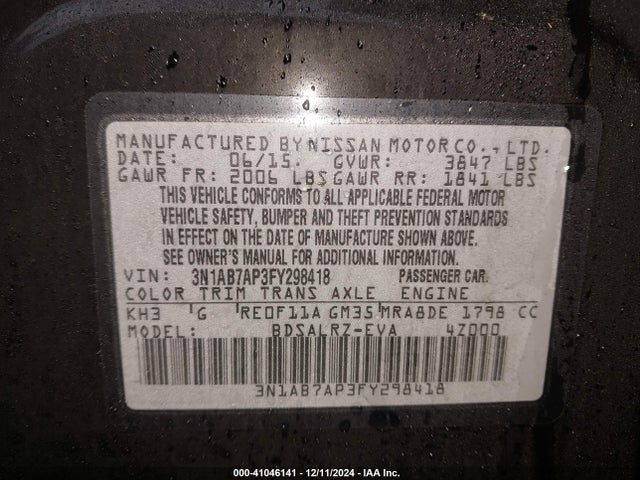 Nissan SENTRA SR 2015 3N1AB7AP3FY298418 Image 9