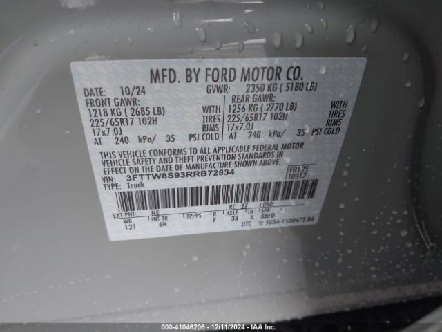 3FTTW8S93RRB72834 Ford Maverick Lariat