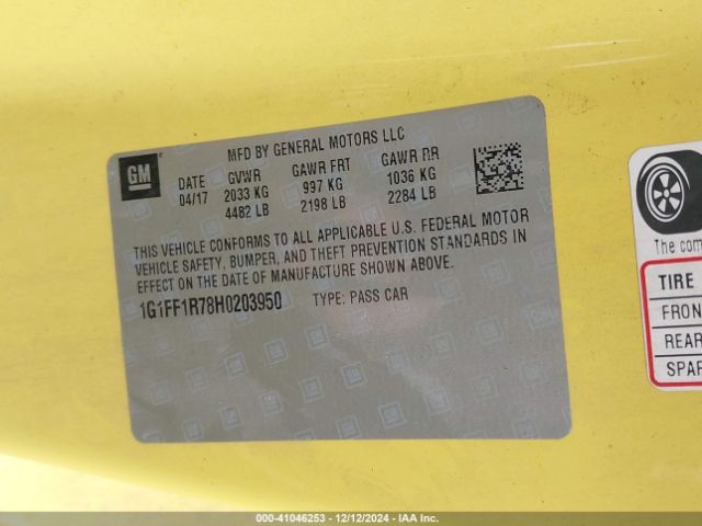 1G1FF1R78H0203950 Chevrolet Camaro 1ss