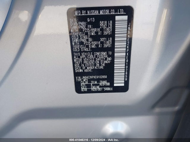 Nissan QUEST S 2014 JN8AE2KPXE9102859 Image 9