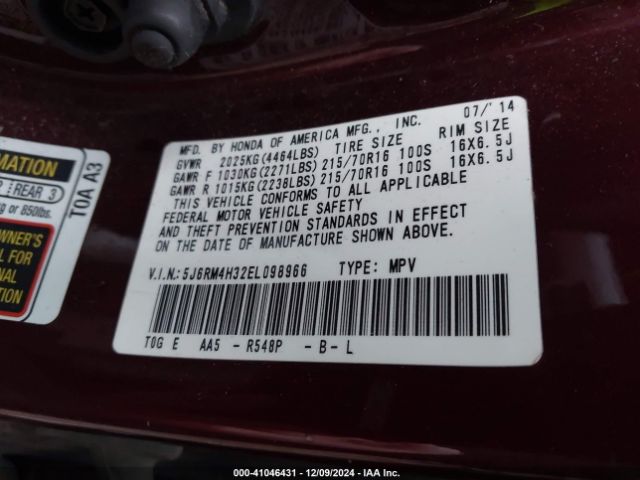 5J6RM4H32EL098966 Honda CR-V LX