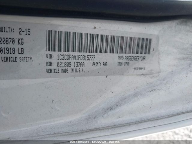 1C3CDFAA1FD315777 Dodge DART SE