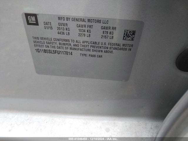 Chevrolet MALIBU LS 2015 1G11B5SL5FU117814 Image 9