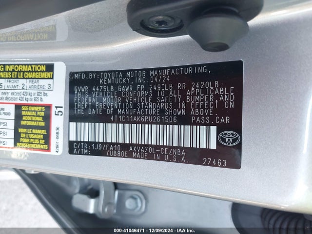 Toyota CAMRY LE 2024 4T1C11AK6RU261506 Image 9
