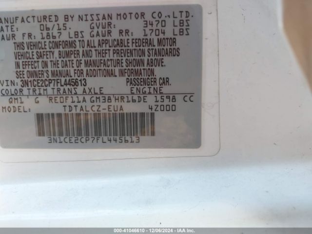 3N1CE2CP7FL445613 Nissan Versa Note S Plus