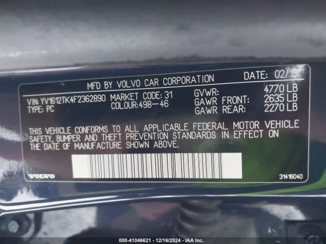 YV1612TK4F2362890 Volvo S60 T5 Premier