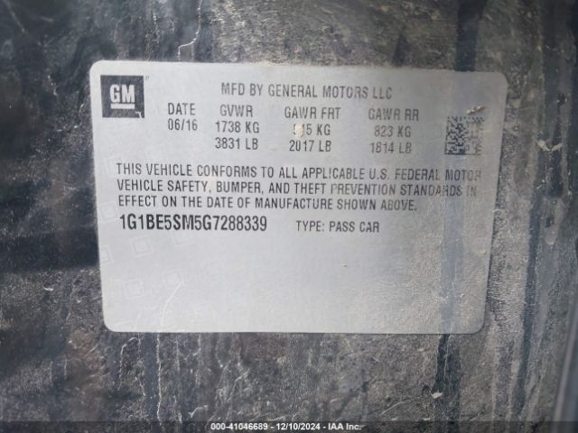 1G1BE5SM5G7288339 Chevrolet Cruze Lt Auto