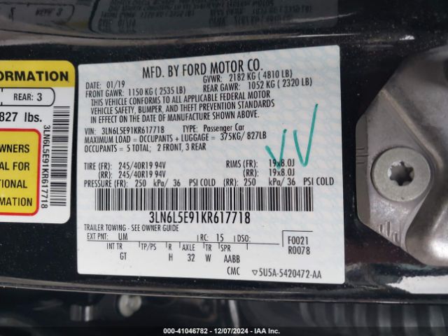 3LN6L5E91KR617718 Lincoln Mkz Reserve Ii