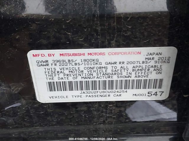 2012 MITSUBISHI LANCER JA32U2FU8CU024254 Photo 8