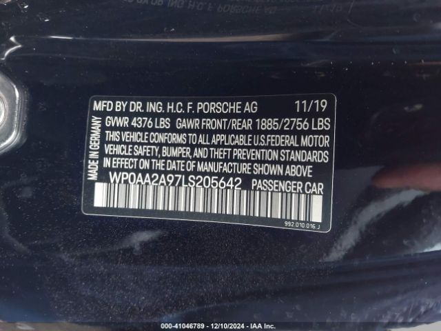 2020 PORSCHE 911 WP0AA2A97LS205642 Photo 8