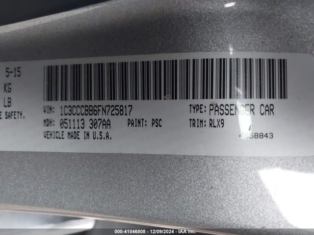 1C3CCCBB6FN725817 Chrysler 200 S