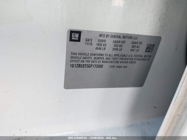 1G1ZB5ST5GF173096 Chevrolet lfv - di: direct injection, vvt, gen1 gmna
