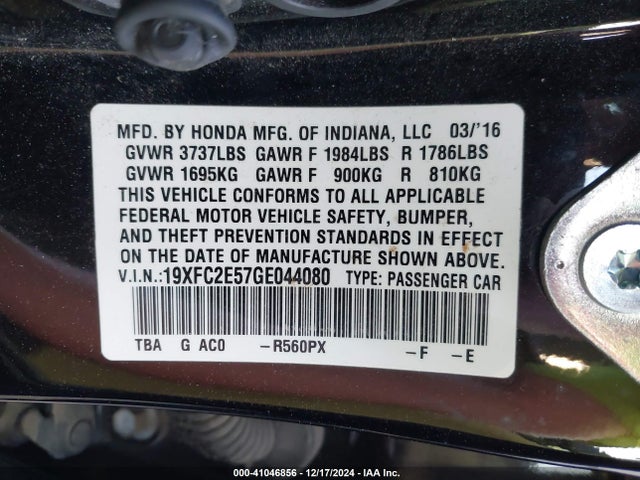 Honda Civic Lx 2016 19XFC2E57GE044080 Image 9