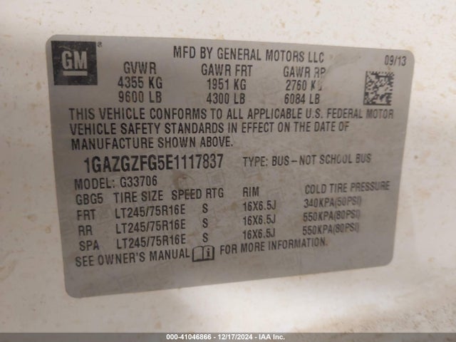 1GAZGZFG5E1117837 Chevrolet Express 3500 Ls