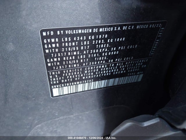 2022 VOLKSWAGEN TAOS 3VVCX7B26NM079292 Photo 8