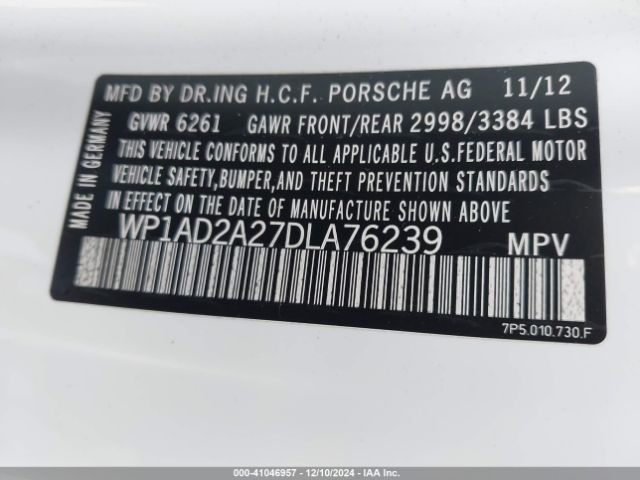 2013 PORSCHE CAYENNE WP1AD2A27DLA76239 Photo 8