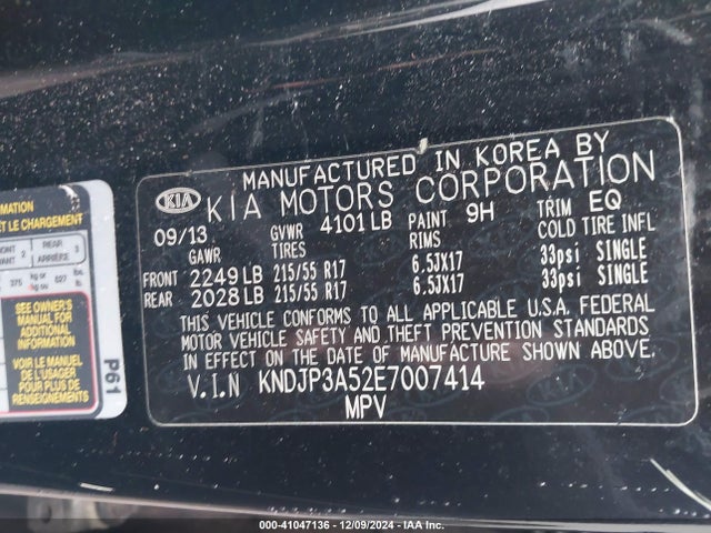 KIA SOUL + 2014 KNDJP3A52E7007414 Image 9