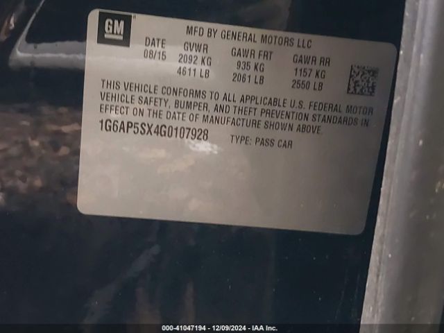 1G6AP5SX4G0107928 Cadillac Cts Standard