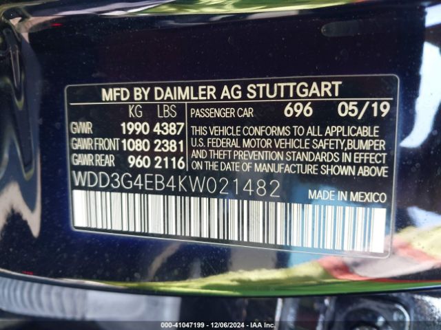 WDD3G4EB4KW021482 Mercedes-Benz A 220
