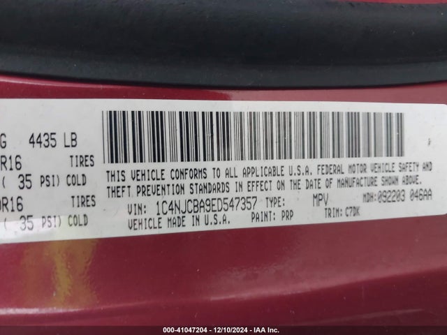Jeep Compass Sport 2014 1C4NJCBA9ED547357 Image 9