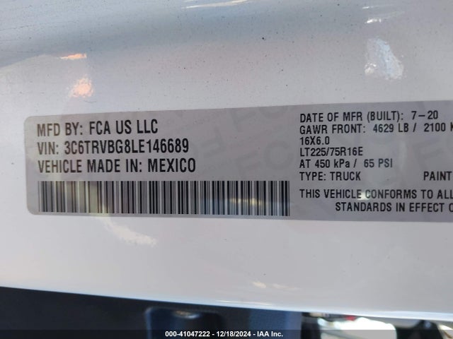 RAM 2020 2020 3C6TRVBG8LE146689 Image 9