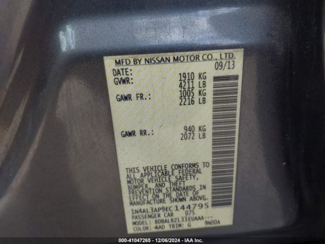 1N4AL3AP9EC144795 Nissan Altima 2.5 S